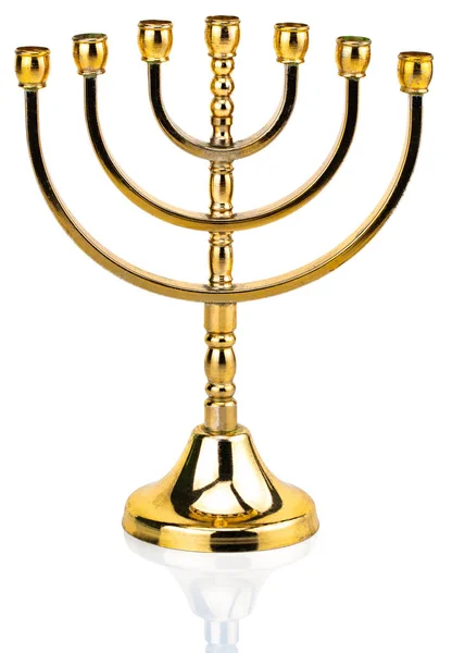 Ancient Ritual Candle Menorah White Background — Stock Photo, Image