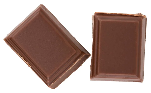 Milk Chocolate Pieces Isolated White Background — Stock Photo, Image