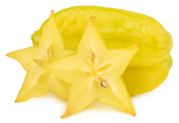 Carambola Frutos Estrelados Maçã Estrelada Starfruit Isolada Fundo Branco Com — Fotografia de Stock