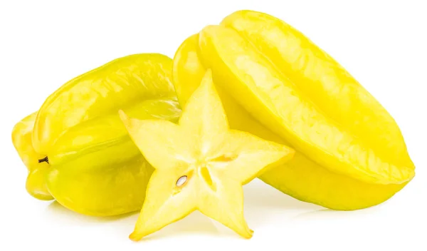 Sternfrucht Karambola Oder Sternapfel Seesterne Isoliert Auf Weißem Hintergrund Mit — Stockfoto