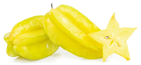 Sternfrucht Karambola Oder Sternapfel Seesterne Isoliert Auf Weißem Hintergrund Mit — Stockfoto