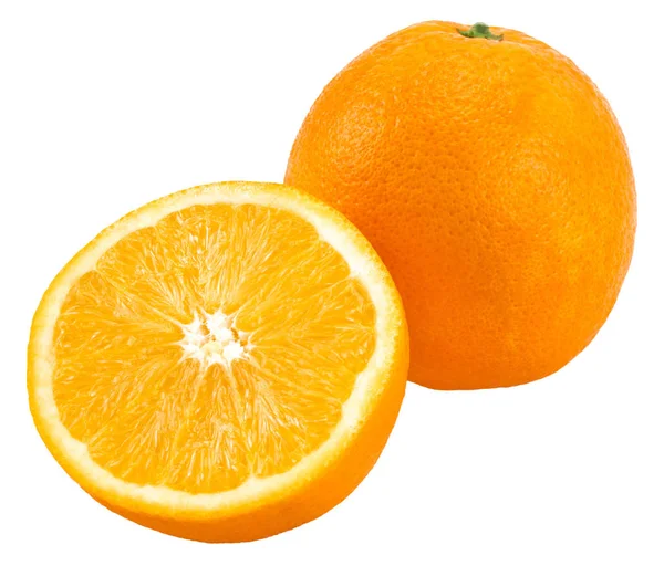 Orange Med Hälften Orange Isolerad Den Vita Bakgrunden — Stockfoto