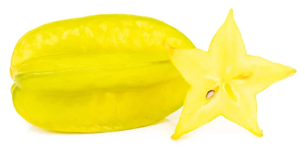 Звезда Фрукты Карамбола Звезда Яблоко Starfruit Изолированы Белом Фоне Обрезкой — стоковое фото
