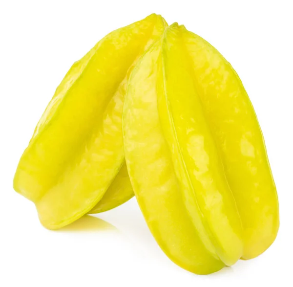 Carambola Frutos Estrelados Maçã Estrelada Starfruit Isolada Fundo Branco Com — Fotografia de Stock