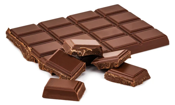 Barra Chocolate Leite Isolada Fundo Branco Com Caminho Recorte — Fotografia de Stock