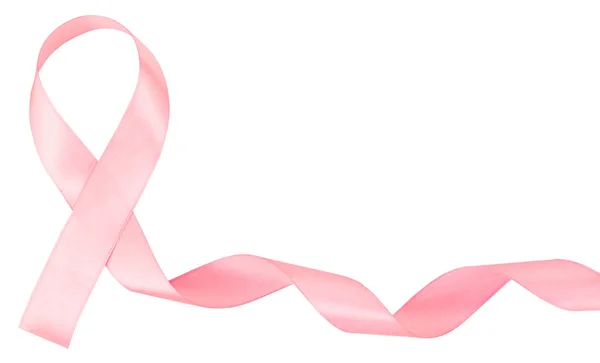 Розовая Лента Символ Осознания Рака Молочной Железы Изолированный Белом — стоковое фото