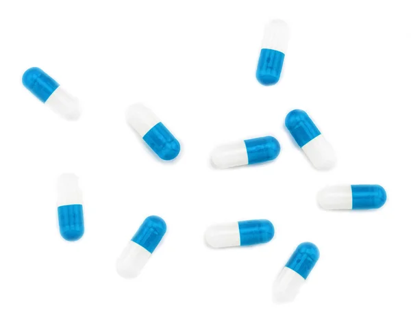 Pilulky Kapsle Izolované Bílém Pozadí Ořezovou Cestou — Stock fotografie