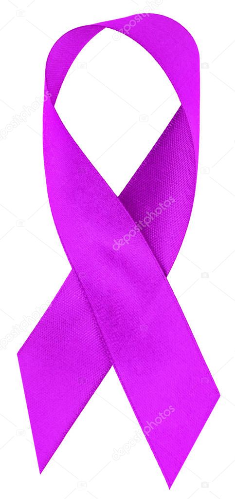 World cancer day, lavender purple ribbons for raising awareness of all kind tumors supporting people living with illness.