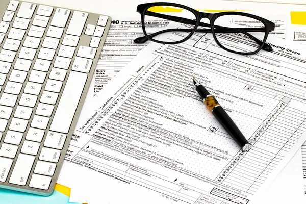 Tax Time Notification Need File Tax Returns Tax Form Accauntant — Stock Photo, Image