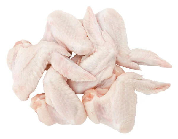 Rohe Hühnerflügel Isoliert Auf Weißem Hintergrund Mit Schnittpfad — Stockfoto