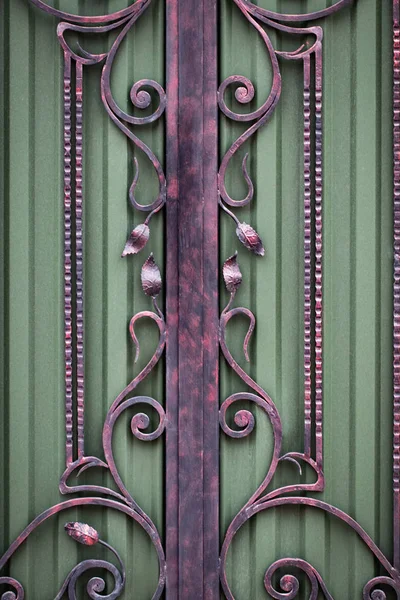Όμορφα Διακοσμητικά Μεταλλικά Στοιχεία Σφυρηλατημένες Σιδερένιες Πύλες — Φωτογραφία Αρχείου