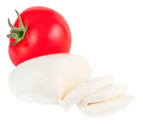 Mozzarella Mit Tomaten Auf Weißem Hintergrund — Stockfoto