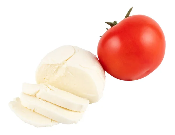 Mozzarella Aux Tomates Isolées Sur Fond Blanc — Photo