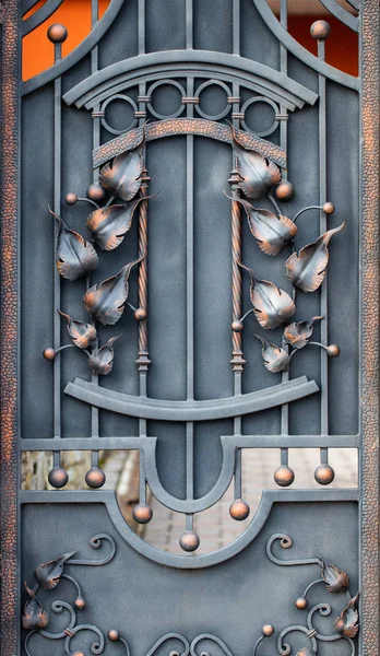 Güzel dekoratif metal elementler dövülmüş demir kapılar..