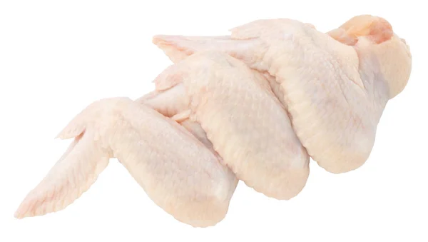 Alitas de pollo crudas aisladas sobre fondo blanco. Con recorte p —  Fotos de Stock