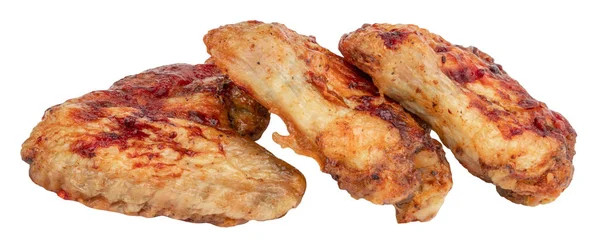 Asas de frango grelhadas isoladas no fundo branco — Fotografia de Stock
