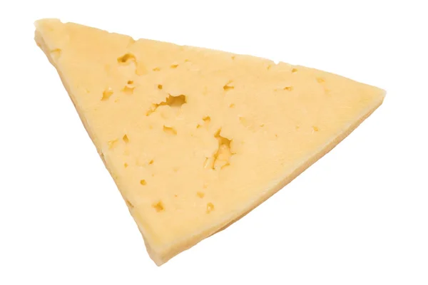 Rebanadas de queso aisladas sobre fondo blanco — Foto de Stock