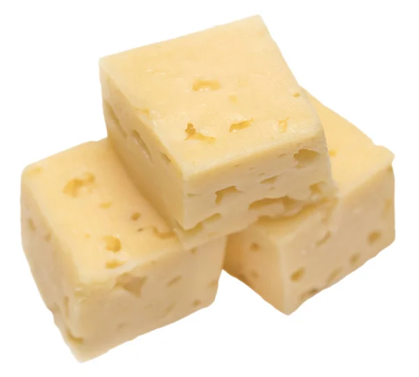 Kubus kaas geïsoleerd op een witte achtergrond — Stockfoto