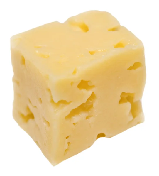 Cubo de queso aislado sobre fondo blanco —  Fotos de Stock