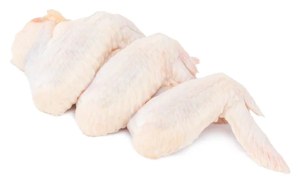 Ali di pollo crude isolate su sfondo bianco. Con clipping — Foto Stock
