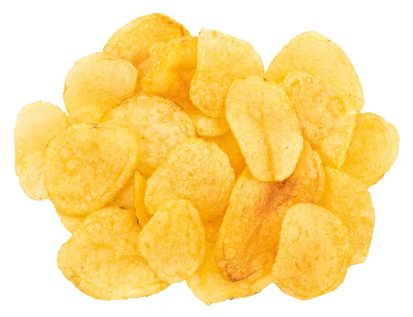 Potatischips isolerad på vit bakgrund. Ovanifrån — Stockfoto