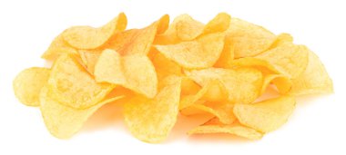Patates cipsi beyaz arkaplanda izole. 