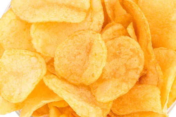 Croustillant chips snack texture fond, vue de dessus — Photo