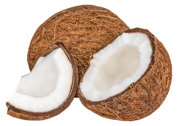 Cocos isolados no fundo branco com caminho de recorte — Fotografia de Stock