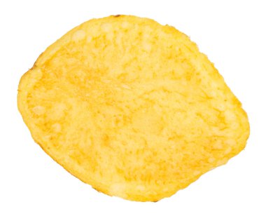Beyaz bir arka plan üzerinde izole bir patates cipsi