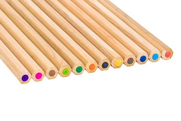 Lápices de colores surtidos, aislados sobre fondo blanco —  Fotos de Stock