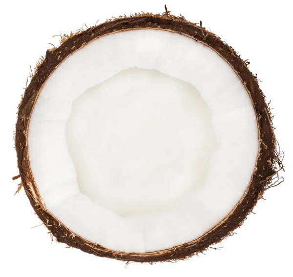 Наполовину кокосовий вид зверху ізольовано на білому — стокове фото
