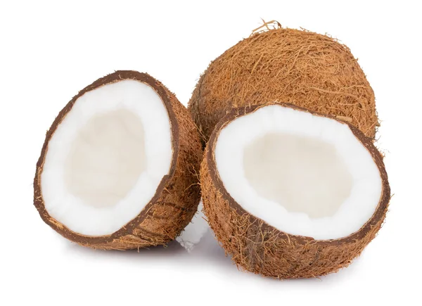 Kokosy na białym tle na białym tle ze ścieżką przycinającą — Zdjęcie stockowe