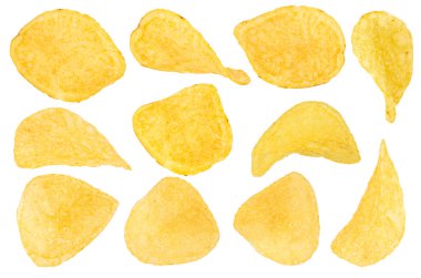 Potato chips isolated on a white background. Collection clipart