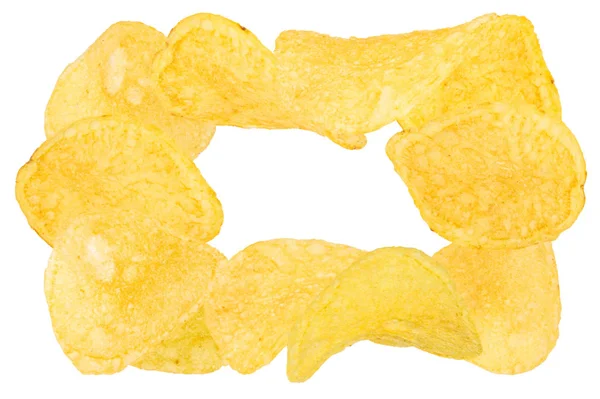 Frame with a potato chips on white background — Stock Photo, Image