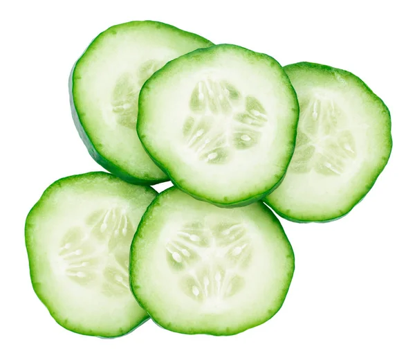 Slice of cucumber isolated on white background with clipping pat — Stock Photo, Image