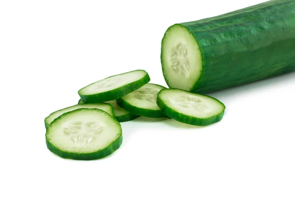 Slice of cucumber isolated on white background — Stock Photo, Image