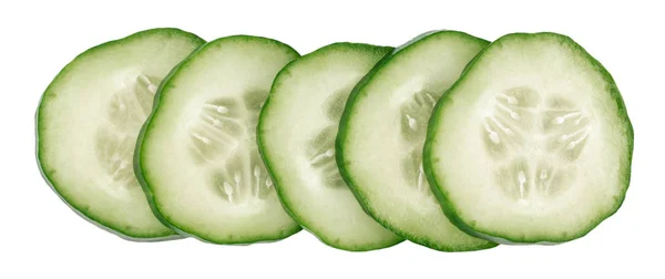 Sneetje komkommer geïsoleerd op witte achtergrond met clipping Pat — Stockfoto
