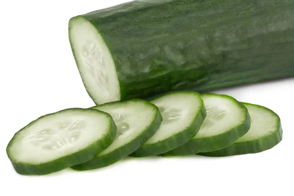 Slice of cucumber isolated on white background — Stock Photo, Image