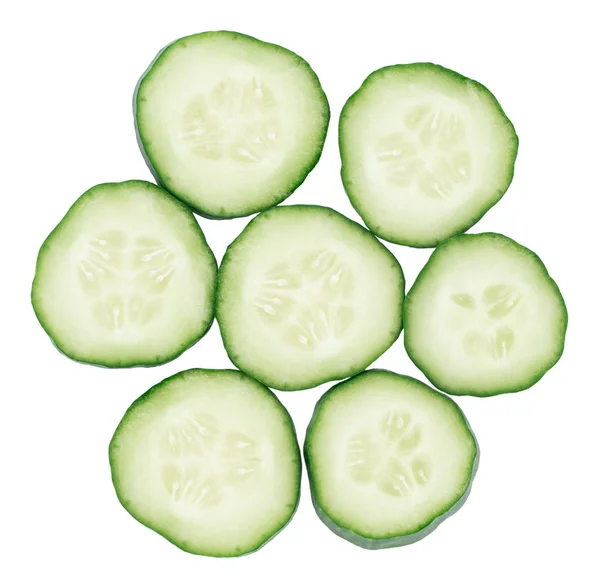 Plakje komkommer geïsoleerd op witte achtergrond — Stockfoto