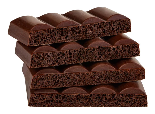 白い背景に多孔質ミルクチョコレートのバー — ストック写真