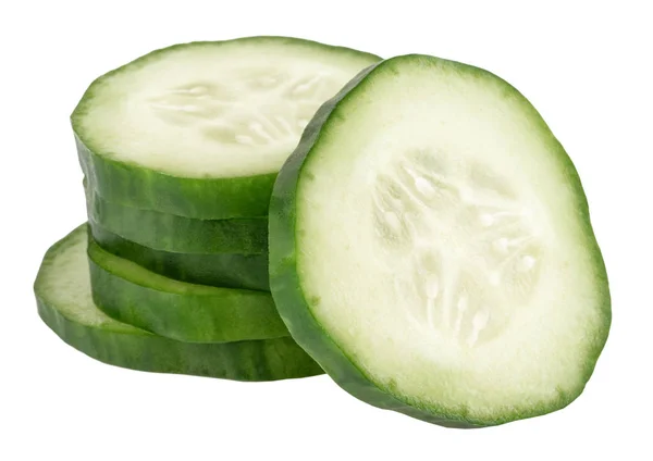 Sneetje komkommer geïsoleerd op witte achtergrond met clipping Pat — Stockfoto