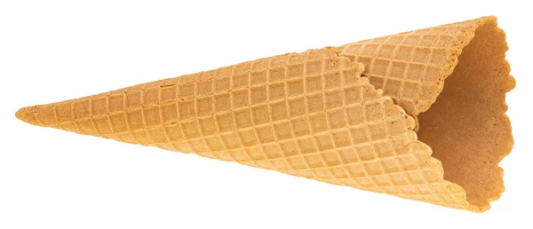 白に分離されたブランクワッフルアイスクリームコーン — ストック写真