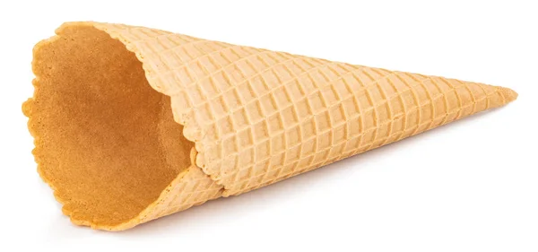 Порожній вафельний конус морозива ізольований на білому — стокове фото