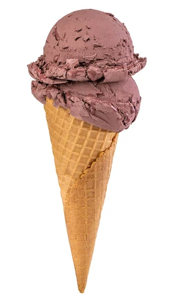 Шоколадное мороженое в конусе изолированы на белом фоне — стоковое фото
