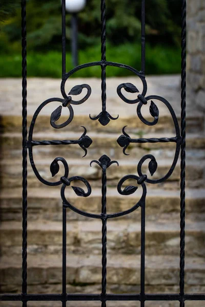 Mooie decoratieve metalen elementen gesmeed smeedijzeren poorten — Stockfoto