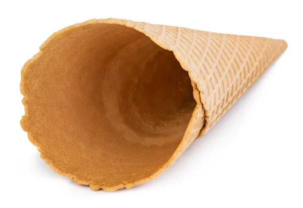 空白华夫饼冰淇淋锥隔离在白色 — 图库照片