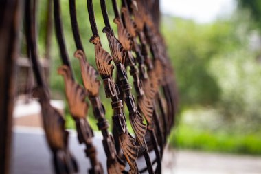 Güzel dekoratif metal elementler dövülmüş demir kapılar.