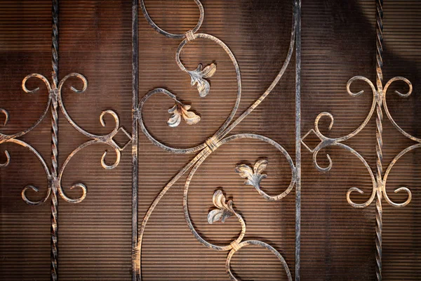 Piękne elementy dekoracyjne metalowe kute bramy kute — Zdjęcie stockowe