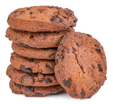 Beyaz arkaplanda izole edilmiş çikolatalı kurabiye