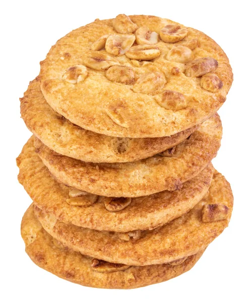Hemmagjorda cookies med jordnöt på vit bakgrund — Stockfoto